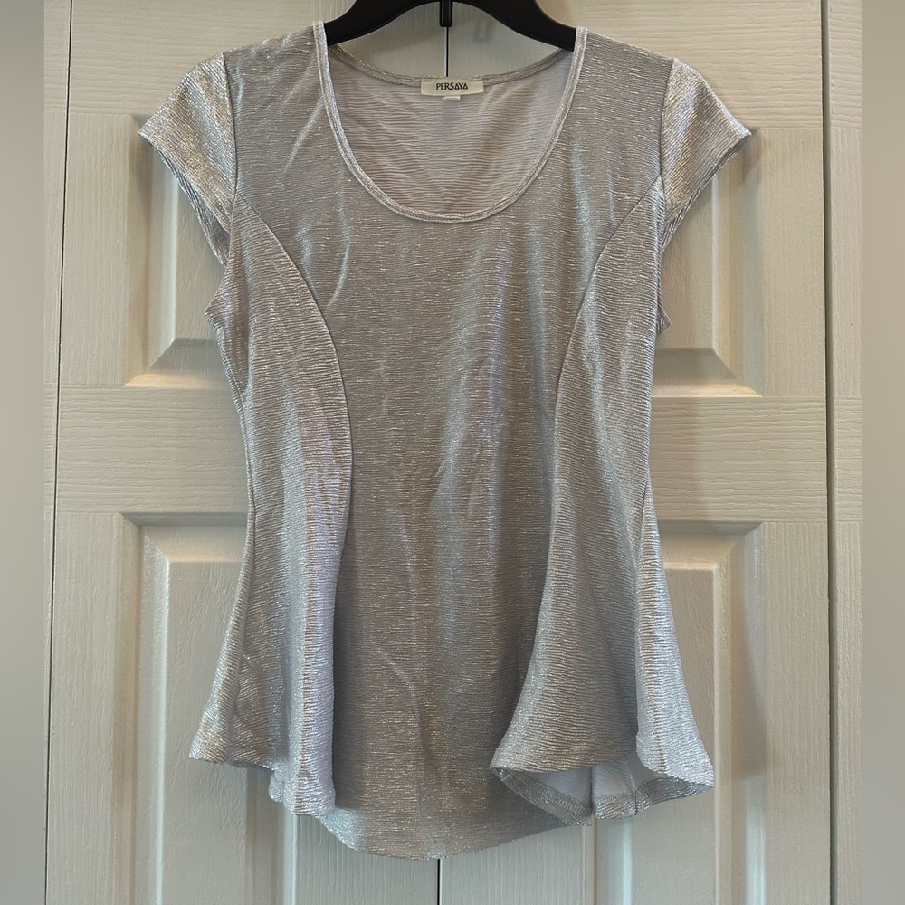 Persaya Silver Peplum Shirt